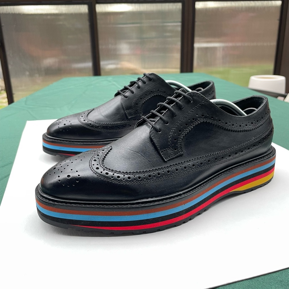 Paul Smith Artist Stripe Sole Leather brogue derby shoes/ Size 11/ Made in Italy